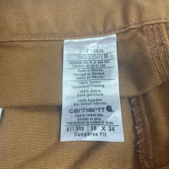 Carhartt Dungaree Fit 38 X 34 Brown Work Pants Excellent Condition RN# 14806 - Picture 9 of 9